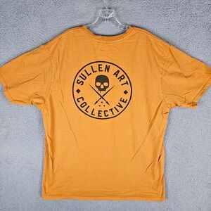 Sullen Art Collective‎ T-Shirt Mens 3XL Orange Skull Paint Brush Short Sleeve
